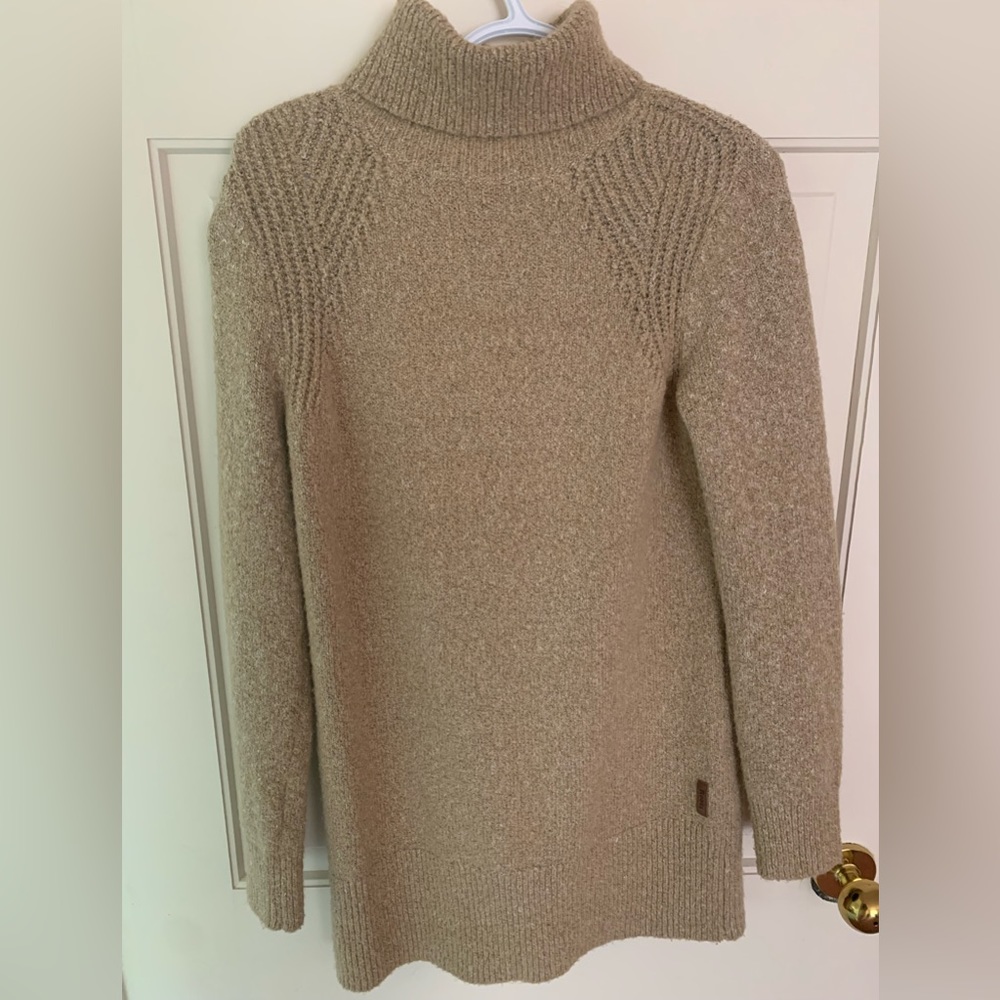 ROOTS Womens Beige Wool Blended Turtleneck Sweater Dress